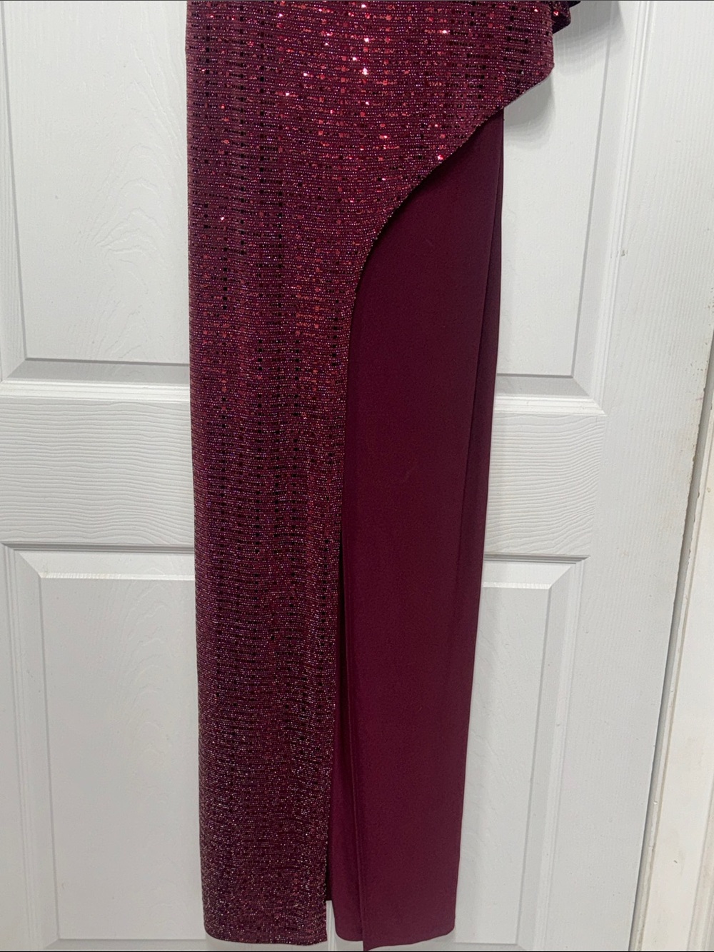 R&M Richard Jumpsuit Pant Sequined Overlay in Burgundy Size Taller 8 - Picture 5 of 7